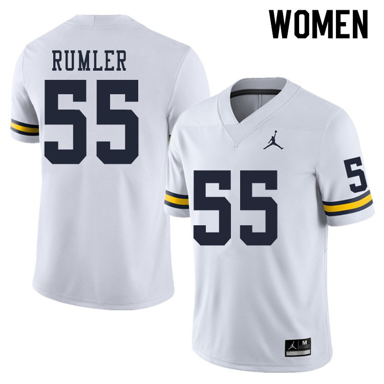 Women #55 Nolan Rumler Michigan Wolverines College Football Jerseys Sale-White